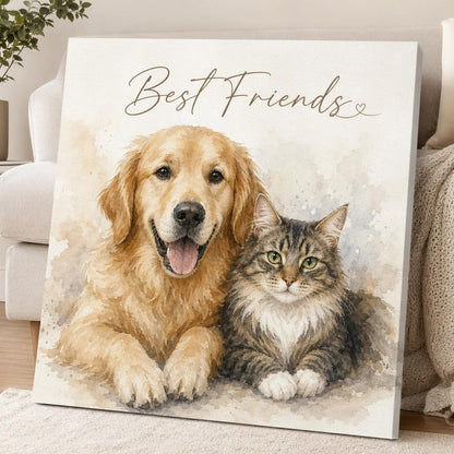 Custom Pet Portrait Photo Canvas, Personalized Memorial Wall Art