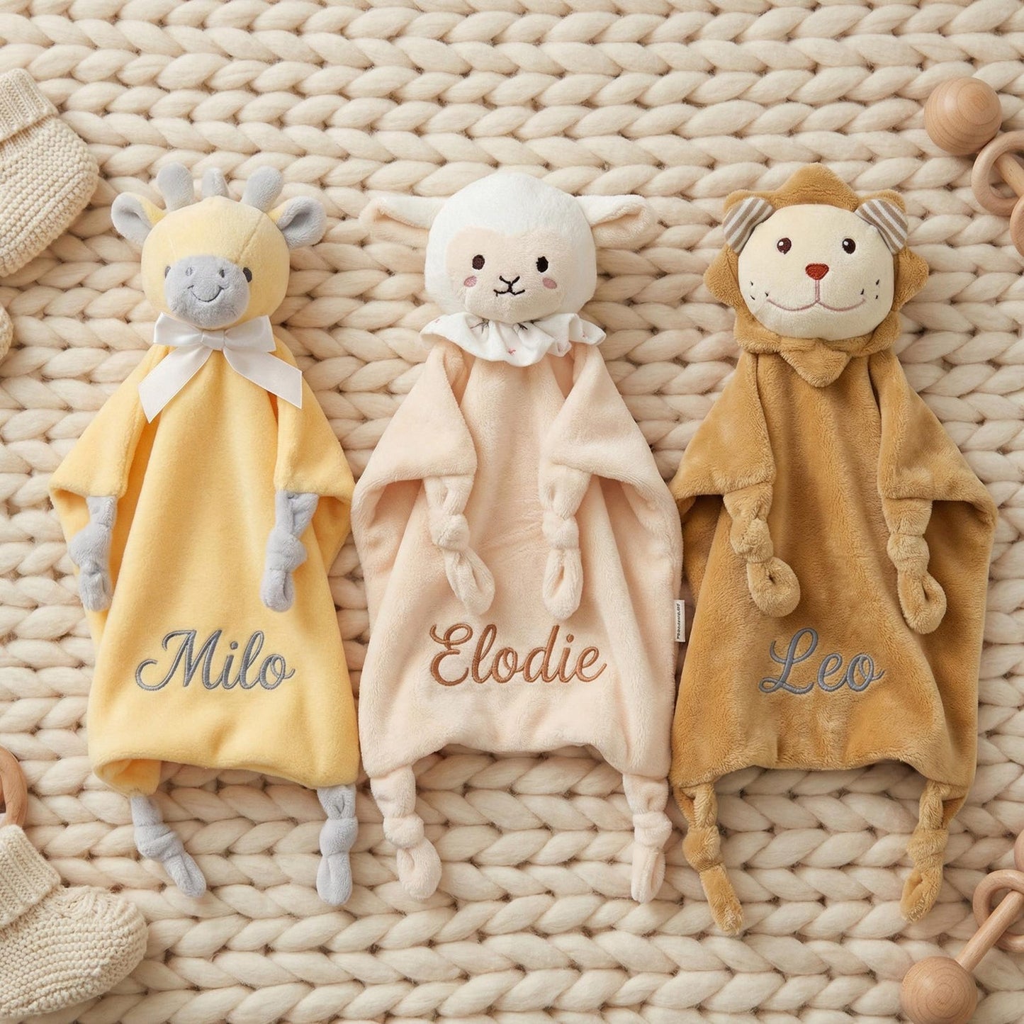 Personalized Twin Baby Loveys, Custom Animal Security Blanket, Soft Baby Comforter