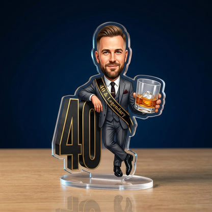 Birthday Caricature Standee & Cake Topper, Personalised from Your Photo, 30th 40th 50th 60th