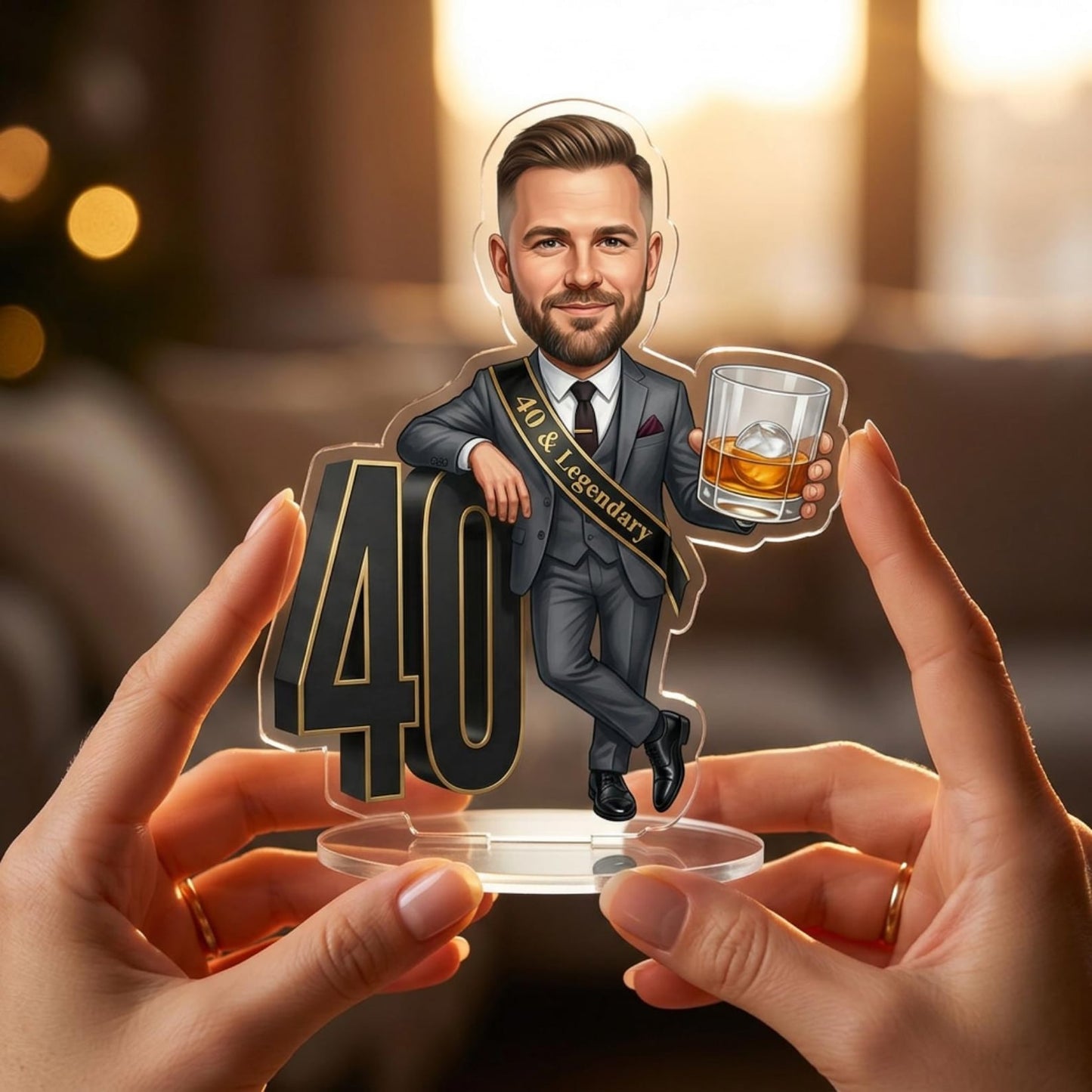 Birthday Caricature Standee & Cake Topper, Personalised from Your Photo, 30th 40th 50th 60th
