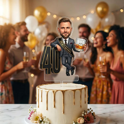 Birthday Caricature Standee & Cake Topper, Personalised from Your Photo, 30th 40th 50th 60th