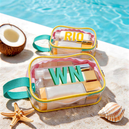 Personalized Clear PVC Beach Bag, Custom Name Pool Bag, Waterproof Wet Dry Organizer
