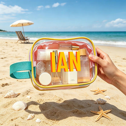 Personalized Clear PVC Beach Bag, Custom Name Pool Bag, Waterproof Wet Dry Organizer