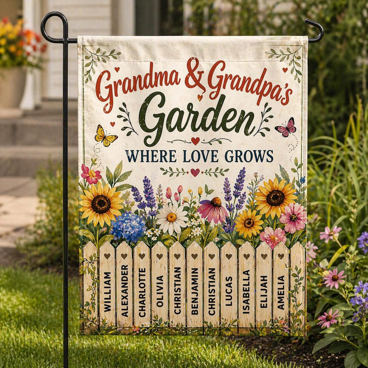 Personalized Garden Flag Gifts For Grandparents From Grandkids Flowers Garden