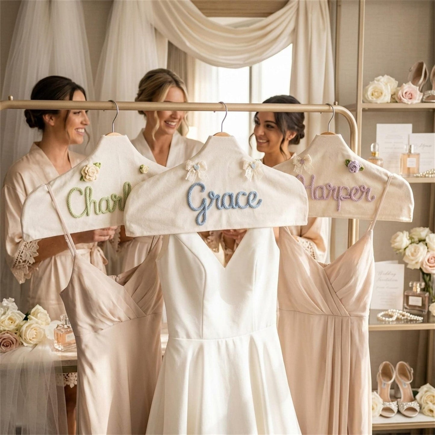 Wedding Hanger Cover, Custom Name Bridal Garment Hanger Sleeve