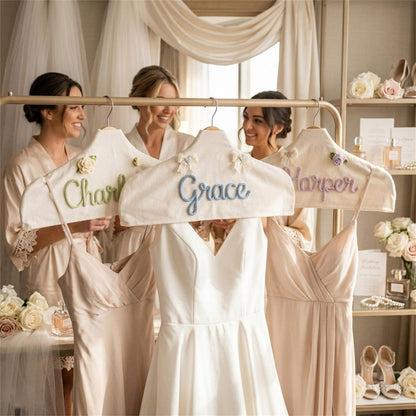 Wedding Hanger Cover, Custom Name Bridal Garment Hanger Sleeve
