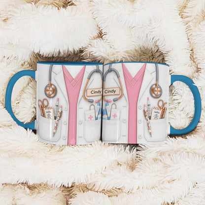 Personalized Nurse Mug Gift, Custom Name Nurse Coffee Cup, Stethoscope Medical Design