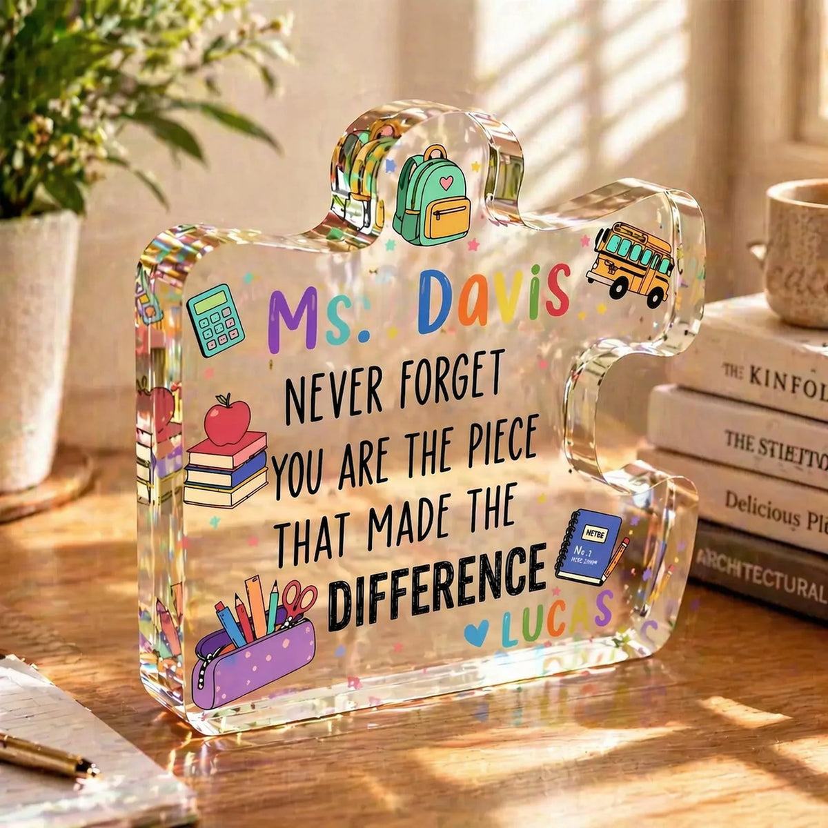 Personalized Teacher Appreciation Gift, Custom Thank You Plaque for Teacher