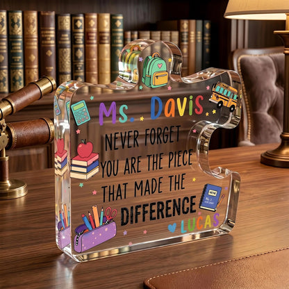 Personalized Teacher Appreciation Gift, Custom Thank You Plaque for Teacher