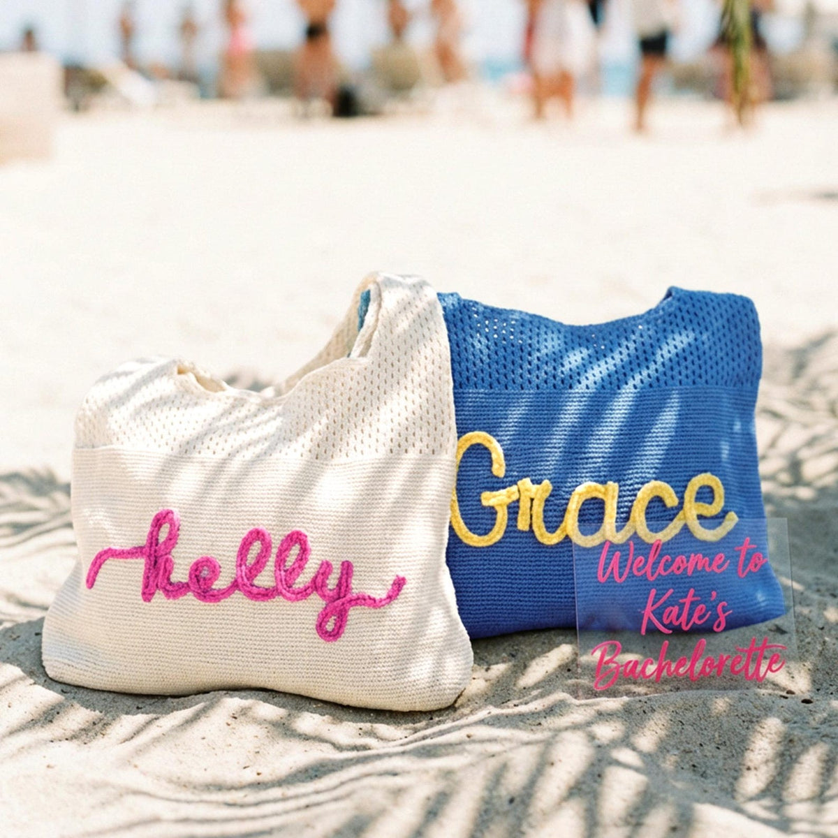 Personalized beach tote bag, Custom Embroidered Name Tote, Bridesmaid Gift Bag