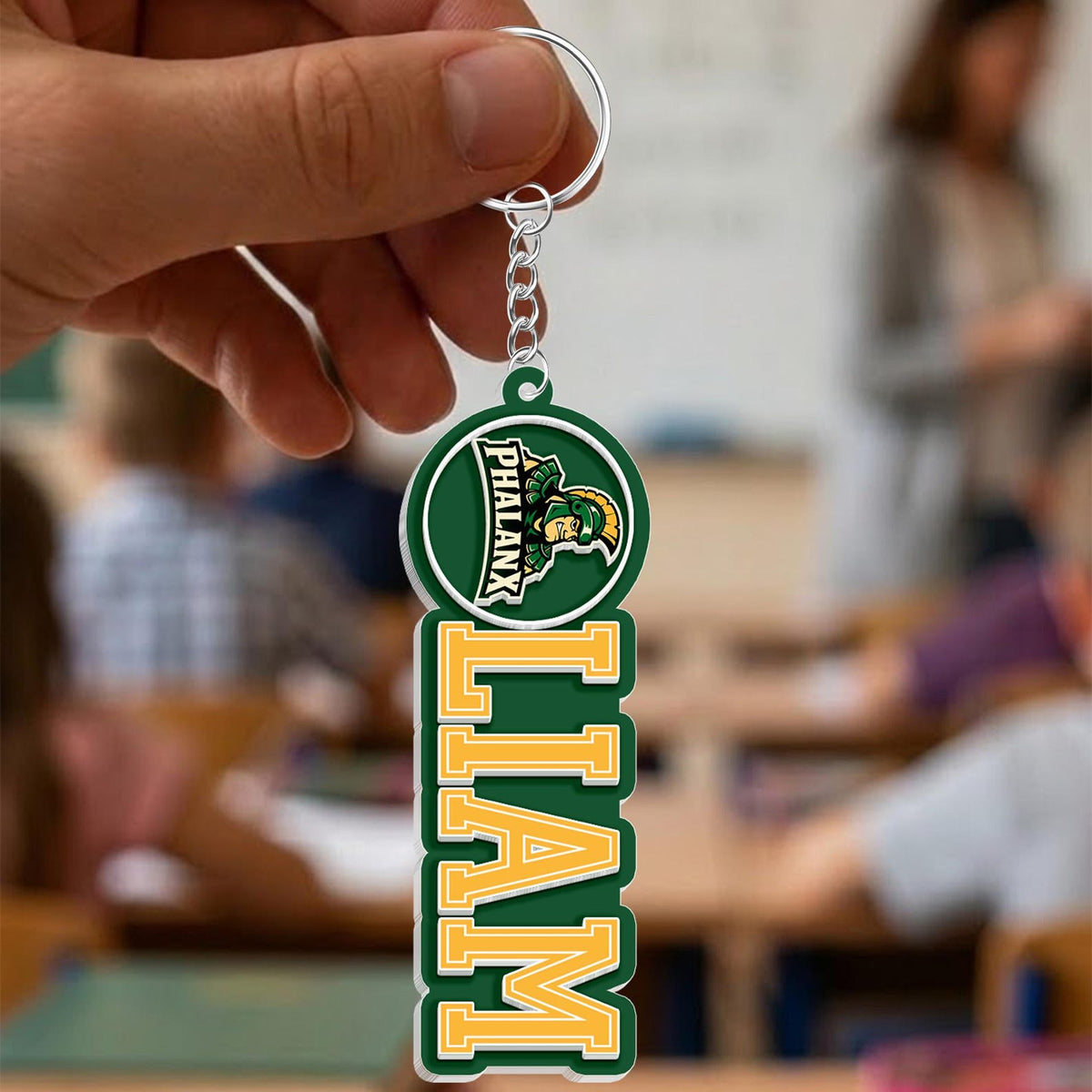 Personalized College High School Mascot Keychain With Name, Custom Backpack Accessory
