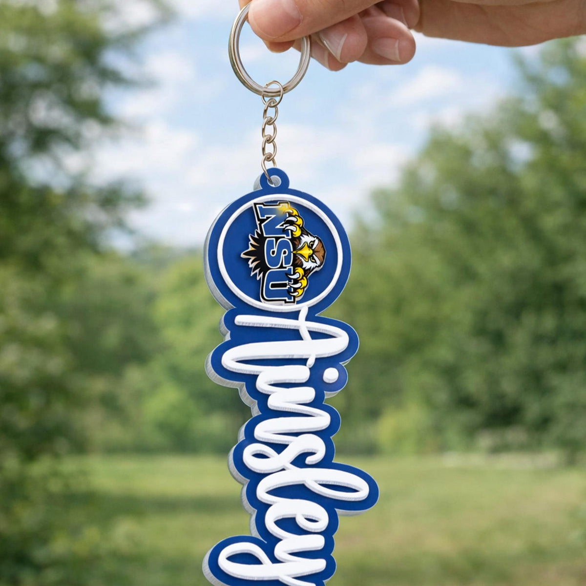 Personalized College High School Mascot Keychain With Name, Custom Backpack Accessory