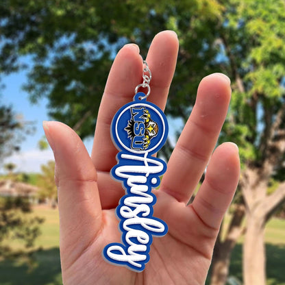 Personalized College High School Mascot Keychain With Name, Custom Backpack Accessory
