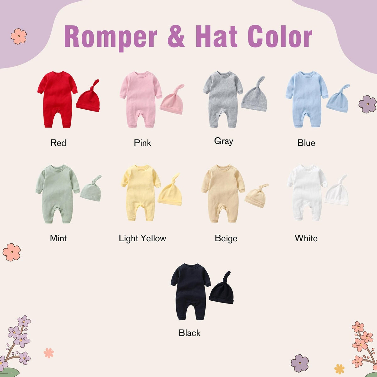 Personalized Organic Cotton Baby Name Outfit Set with Knit Blanket, Newborn Romper & Hat