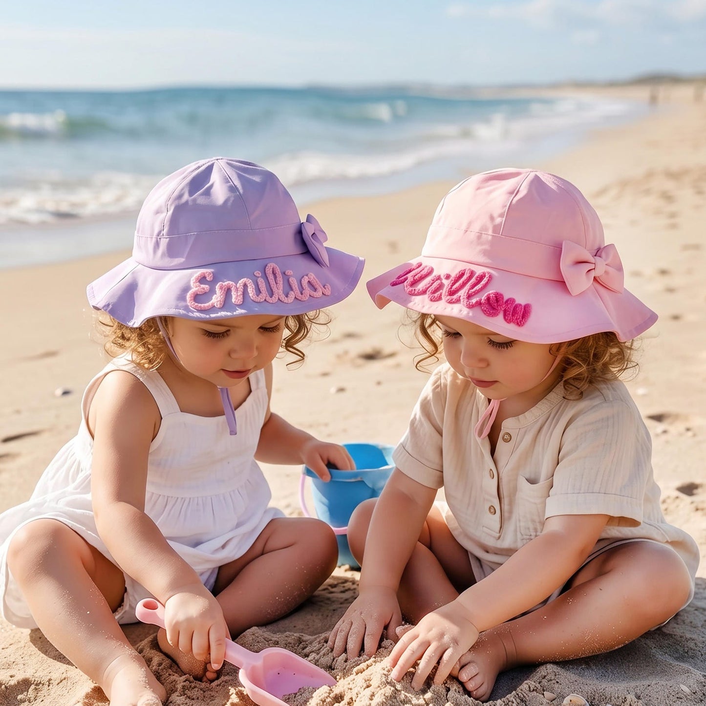 Personalized Toddler Sun Hat – Bow Detail