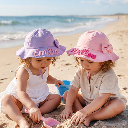 Personalized Toddler Sun Hat – Bow Detail