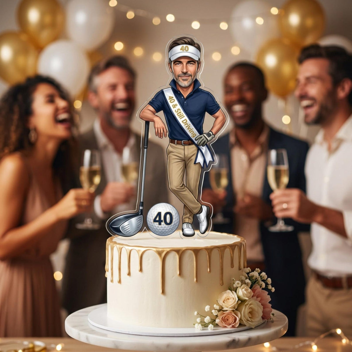 Golf Birthday Caricature Standee & Cake Topper | Personalised from Photo