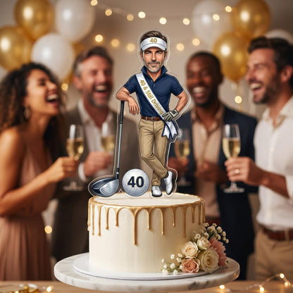 Golf Birthday Caricature Standee & Cake Topper | Personalised from Photo