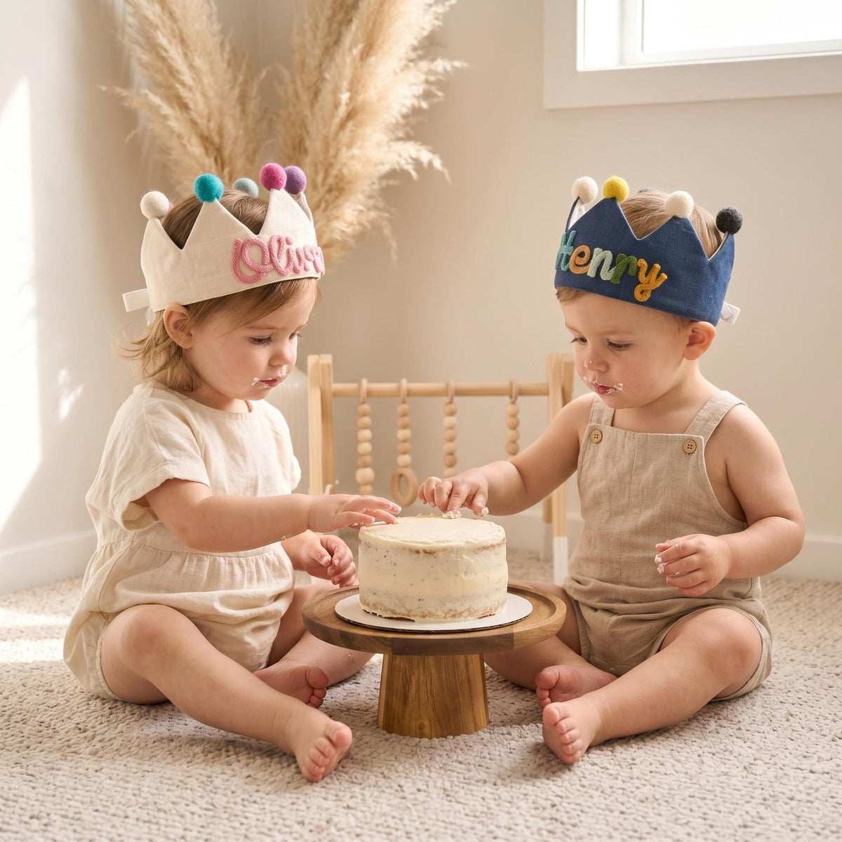 Custom Linen Birthday Crown | Handmade Kids Party Hat