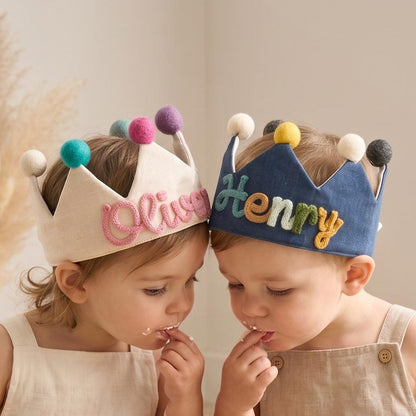 Custom Linen Birthday Crown | Handmade Kids Party Hat