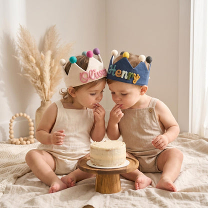 Custom Linen Birthday Crown | Handmade Kids Party Hat