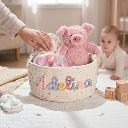 Handmade Candy Basket Personalized Name Storage Baby Shower Gift