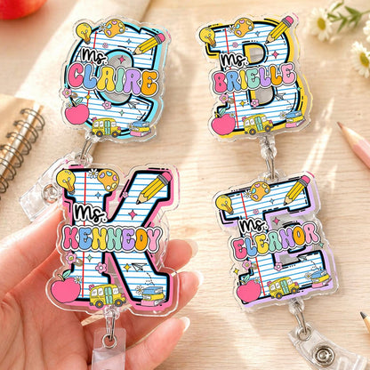 Personalized Teacher Badge Reel: Teacher ID Clip, Teacher Appreciation Gift