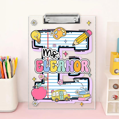 Personalized Initial Teacher Name Clipboard, School Supplies, Back To School Teacher Gift