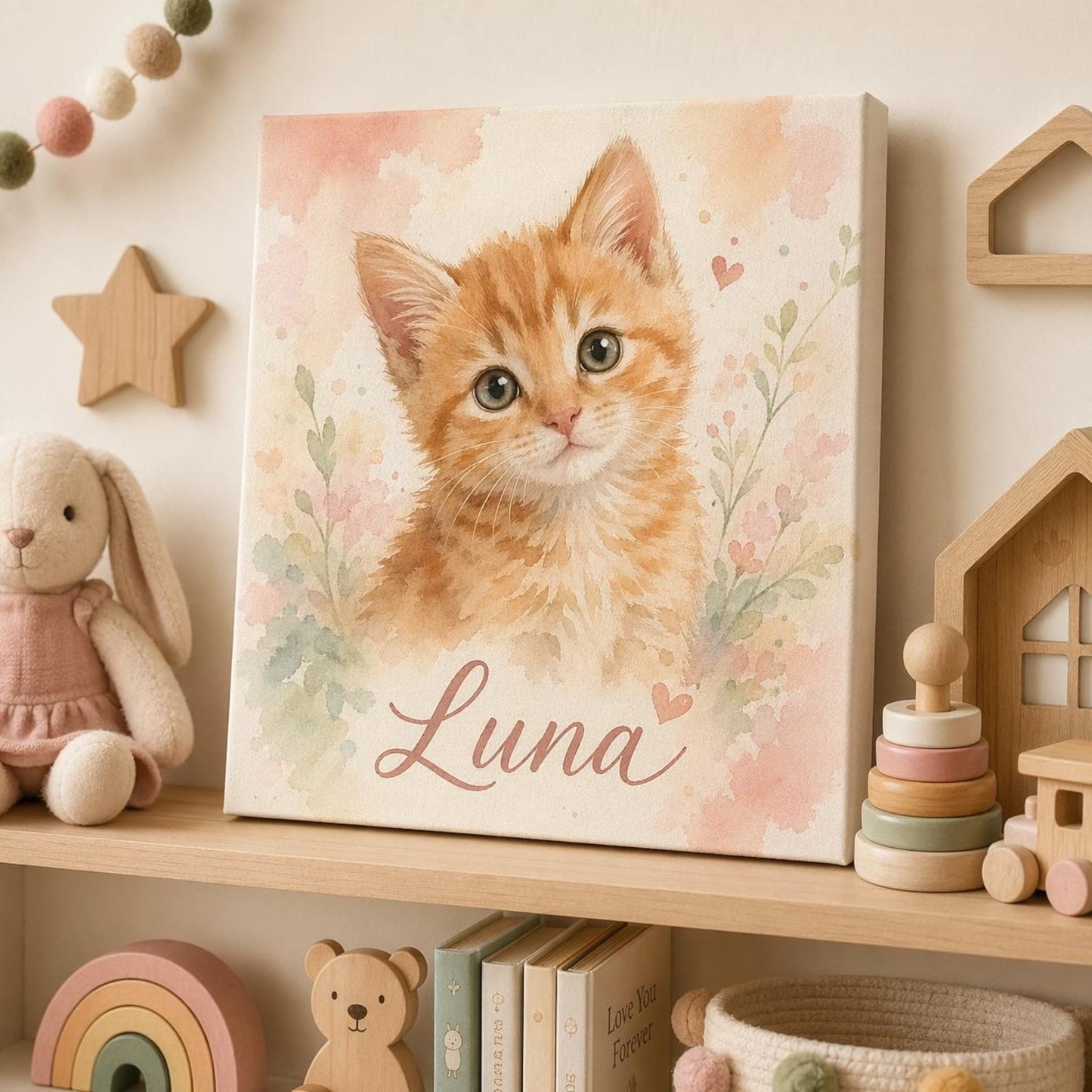 Custom Pet Portrait Photo Canvas, Personalized Memorial Wall Art