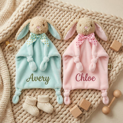 Personalized Twin Baby Loveys, Custom Animal Security Blanket, Soft Baby Comforter
