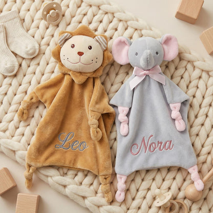 Personalized Twin Baby Loveys, Custom Animal Security Blanket, Soft Baby Comforter