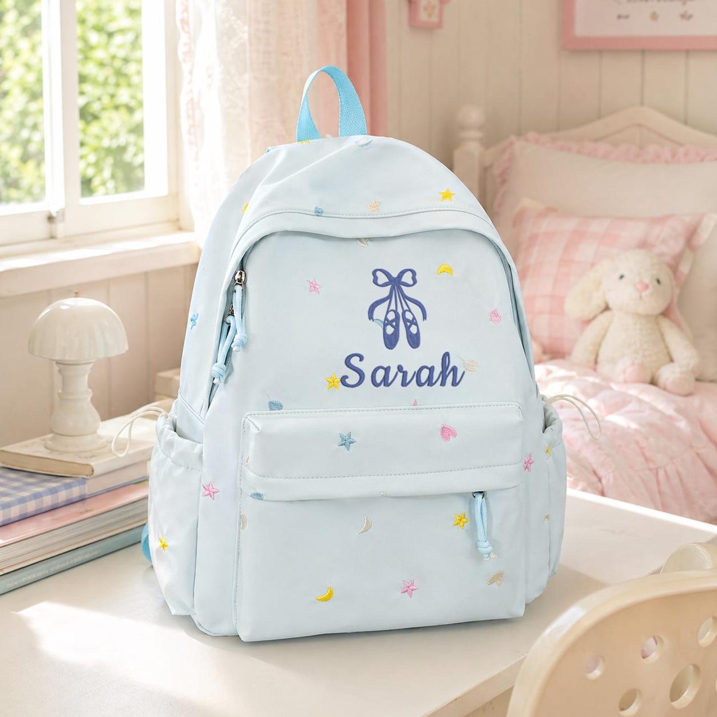 Personalized Embroidered Kids Backpack, Personalized Name Double Shoulder Bag