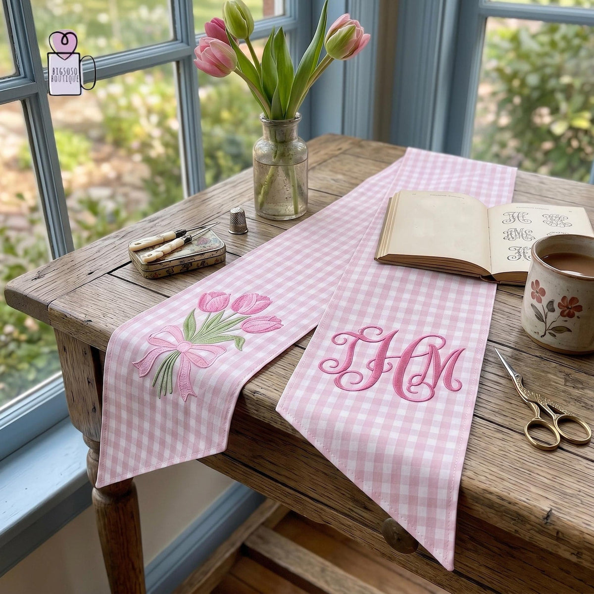Personalized Tulip Wreath Sash, Custom Monogram Letter Sash