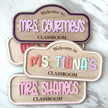 Personalized Teacher Door Sign, Custom Classroom Name Sign