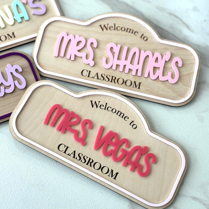 Personalized Teacher Door Sign, Custom Classroom Name Sign