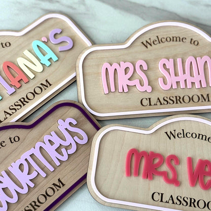 Personalized Teacher Door Sign, Custom Classroom Name Sign