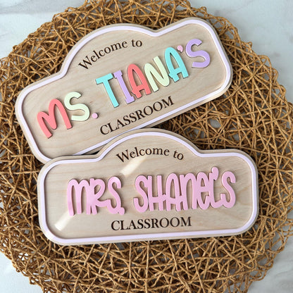 Personalized Teacher Door Sign, Custom Classroom Name Sign