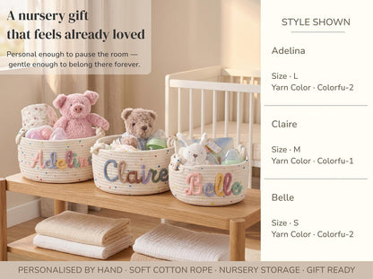 Handmade Candy Basket Personalized Name Storage Baby Shower Gift
