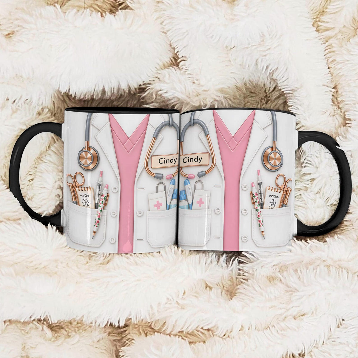 Personalized Nurse Mug Gift, Custom Name Nurse Coffee Cup, Stethoscope Medical Design