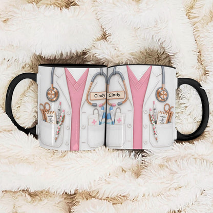 Personalized Nurse Mug Gift, Custom Name Nurse Coffee Cup, Stethoscope Medical Design