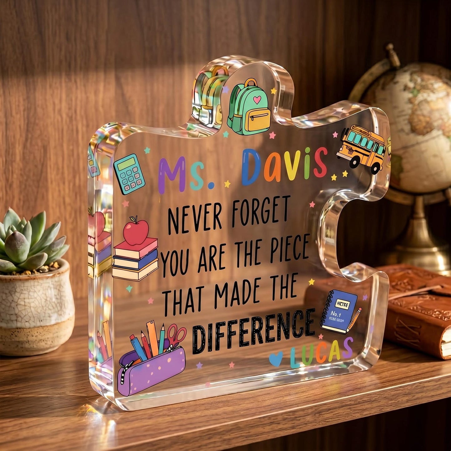 Personalized Teacher Appreciation Gift, Custom Thank You Plaque for Teacher