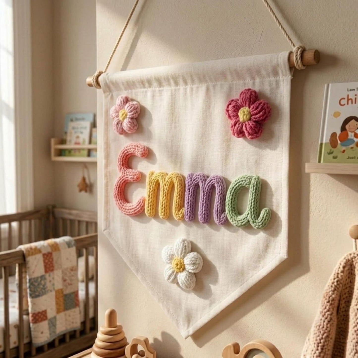 Personalized Nursery Name Sign – Custom Baby Name Wall Decor