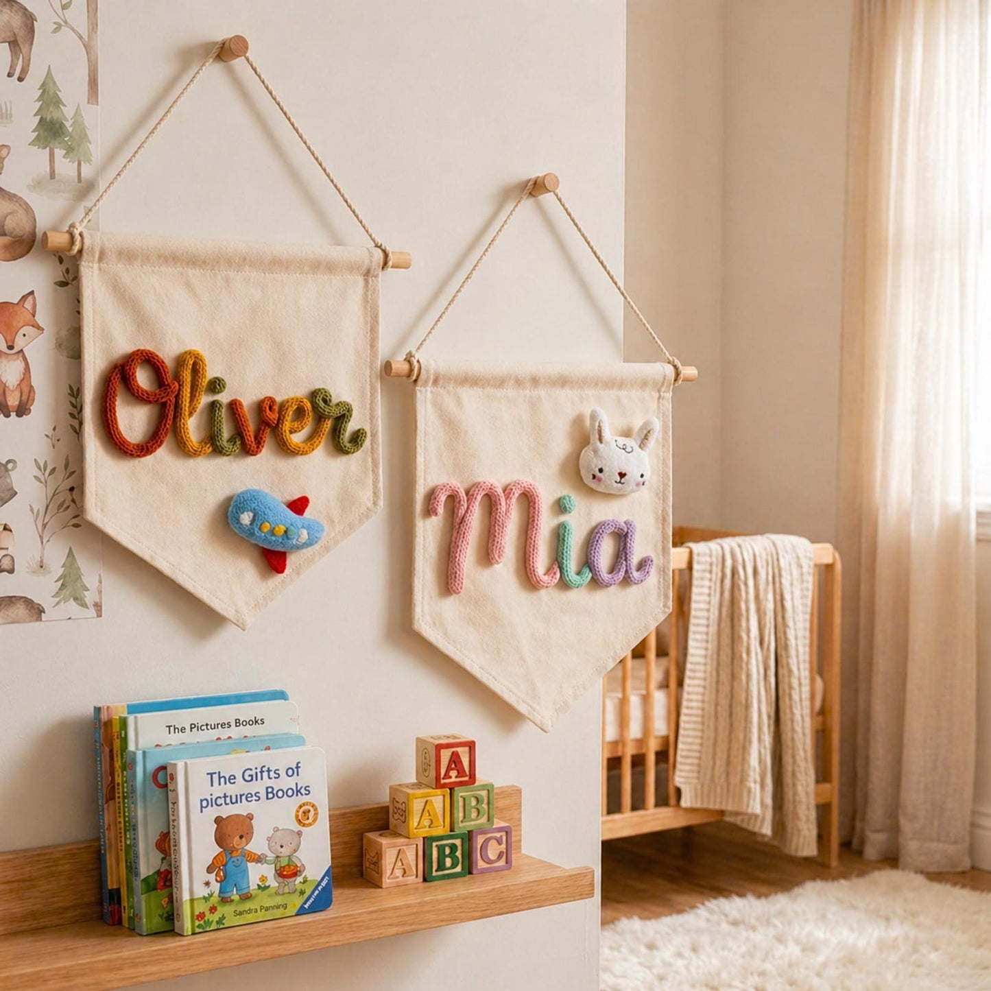 Personalized Nursery Name Sign – Custom Baby Name Wall Decor