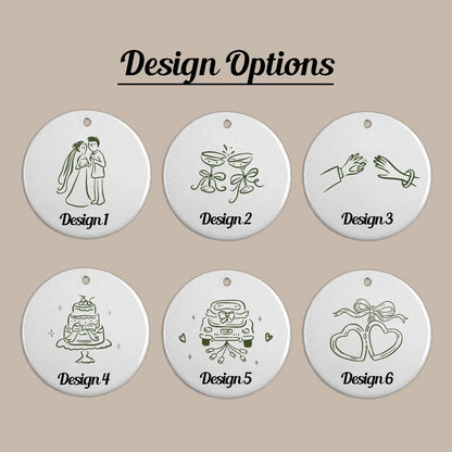 2 Sided Ceramic Ornament, Custom Engagement Gift, Personalized Engagement Gift for Engaged Couples