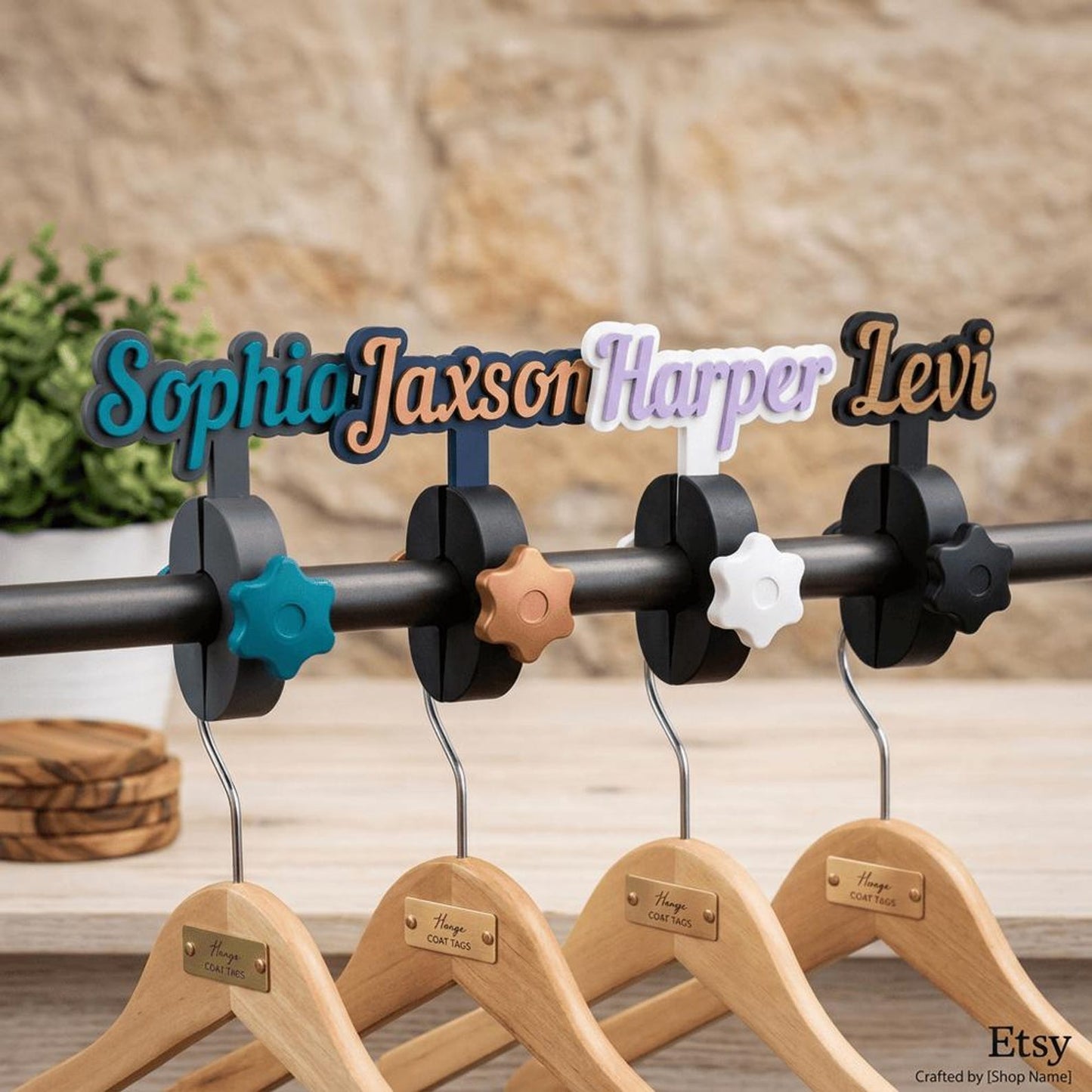 Custom Script Name with black border for Dance Bag Wardrobe bar