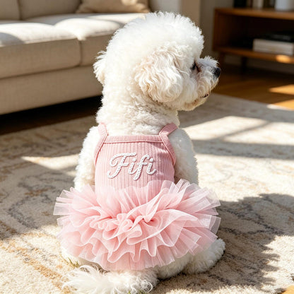 Custom Pet Tutu Dress with Name, Personalized Dog Summer Apparel