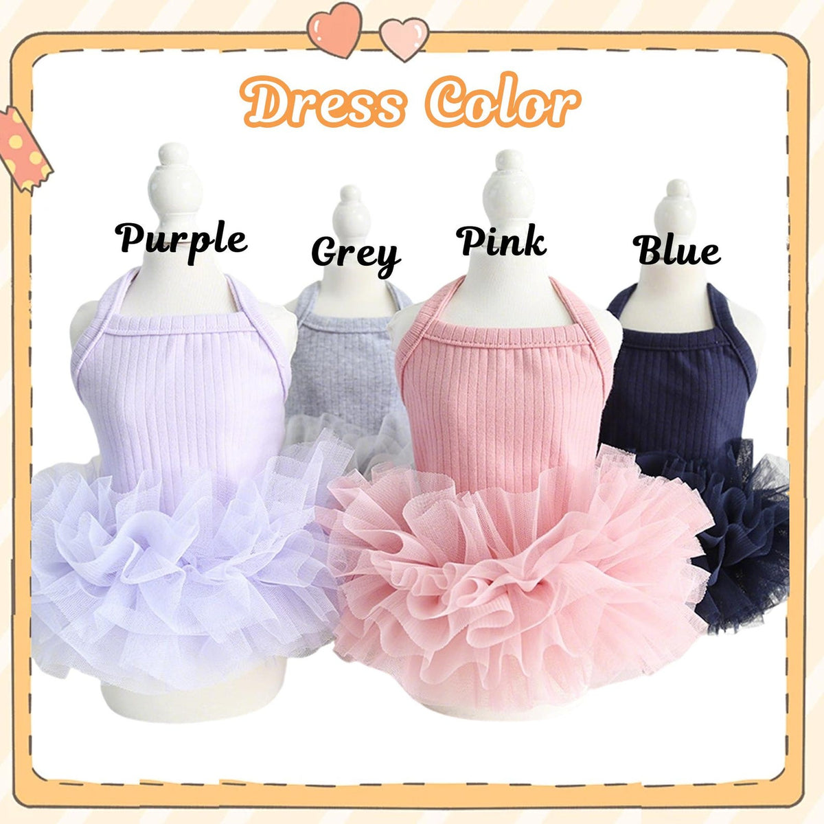 Custom Pet Tutu Dress with Name, Personalized Dog Summer Apparel