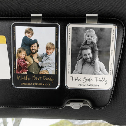 Fathers Day Gift For Dad Photo Car Visor Clip, Drive Safe Daddy, Drive Safe Sun Visor Clip
