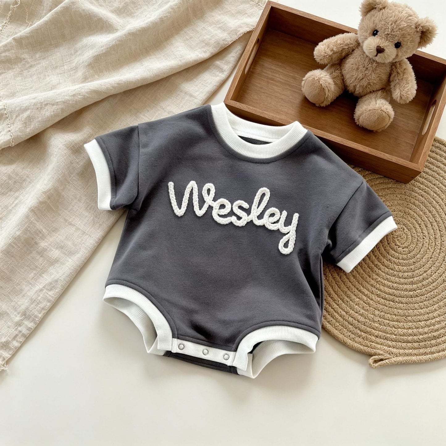 Personalized Baby Shirt with Name, Custom Baby Bubble Romper, Newborn Short Sleeve Outfit