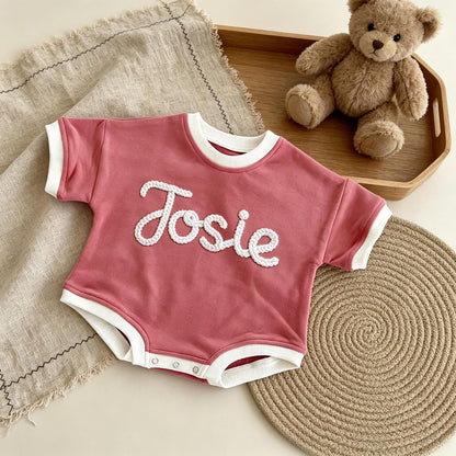 Personalized Baby Shirt with Name, Custom Baby Bubble Romper, Newborn Short Sleeve Outfit